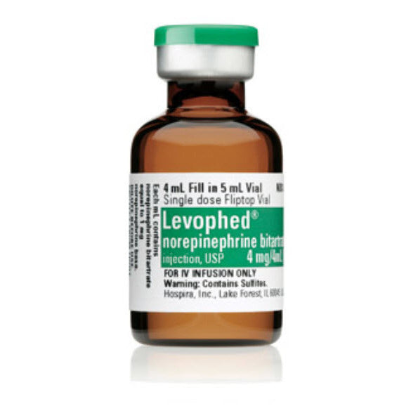 Levophed (Norepinephrine Bitartrate) Injection USP, 4mg/4mL Vial